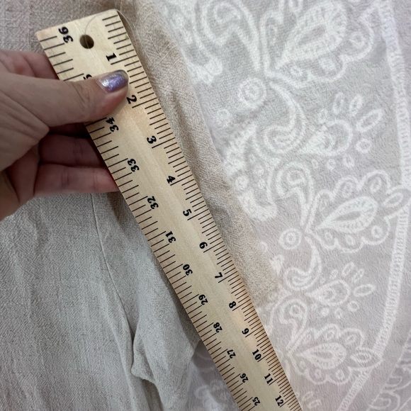 2 POCKET LINEN LOOK DRESS SHORT-SLEEVE M MEDIUM NATURAL NEUTRAL BEIGE - Picture 8 of 15